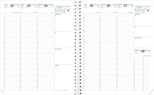 QUO VADIS - 1 Wochenkalender Euréquart (ohne Deckel) – Dezember 2024 bis Dezember 2025 – Format 24 x 30 cm von QUO VADIS