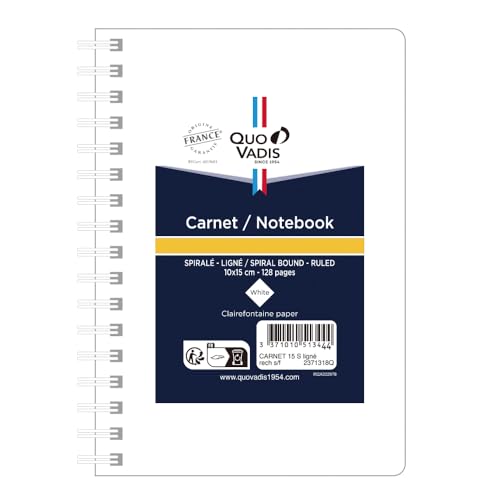 QUO VADIS - Nachfüllpack Notizbuch – Spiralbindung – linierte Seiten – 10 x 15 cm – weißes Papier – hergestellt in Frankreich von QUO VADIS