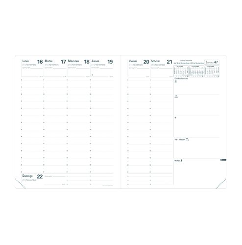 Quo Vadis 016013Q Ersatzkalender für 13 Monate PRESIDENT, 22. bis 23. Dezember, spanische Wochenansicht, 21 x 27 cm, Weiß von Quo Vadis