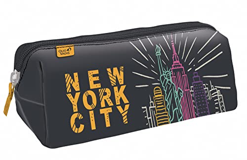 Quo Vadis - Kollektion: CITIES - Dreieckige Schultasche - 1 großes Fach für Stifte, Bleistifte und Filzstifte - Format 23 x 8 cm - Visuel New York von Quo Vadis