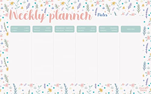 Quo Vadis - Kollektion: Daisy – Schreibtischunterlage Mini – 55 Blatt ewig – zum Planieren und Organisieren der Woche – Format 16,5 x 26,5 cm – Visuellweiß von QUO VADIS