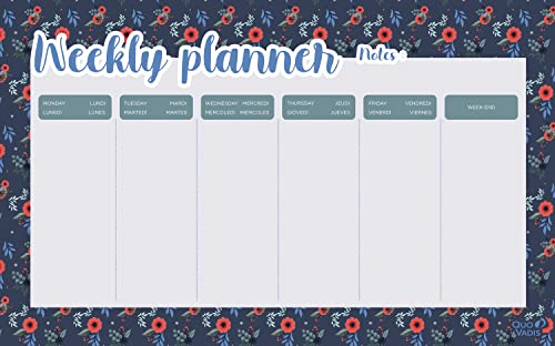 Quo Vadis - Kollektion: Daisy – Schreibtischunterlage Mini – 55 Blatt ewig – zum Plannen und Organisieren der Woche – Format 16,5 x 26,5 cm – Visuellblau von Quo Vadis