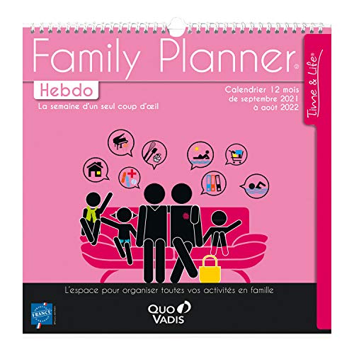 Quo Vadis - Kollektion: Family Planner HEBDO Kalender 12 Monate (September - August) Enthält 26 Blätter beidseitig bedruckt – Format 30 x 30 cm – Jahr 2023-2024 von QUO VADIS