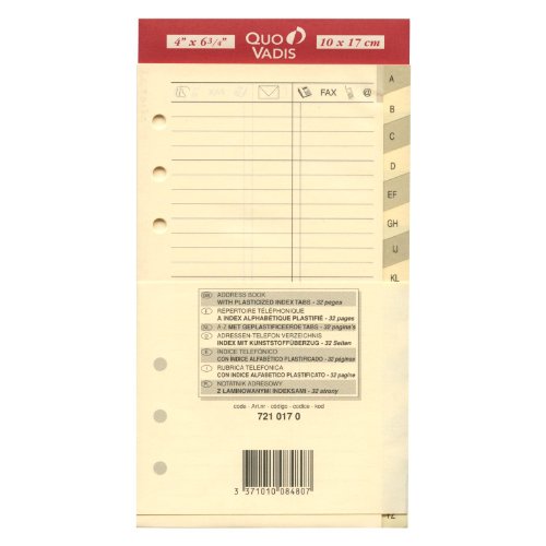 Quo Vadis Refill Organizer, Register Tel Timer 17, 10 x 17 cm, Elfenbeinfarben von Quo Vadis