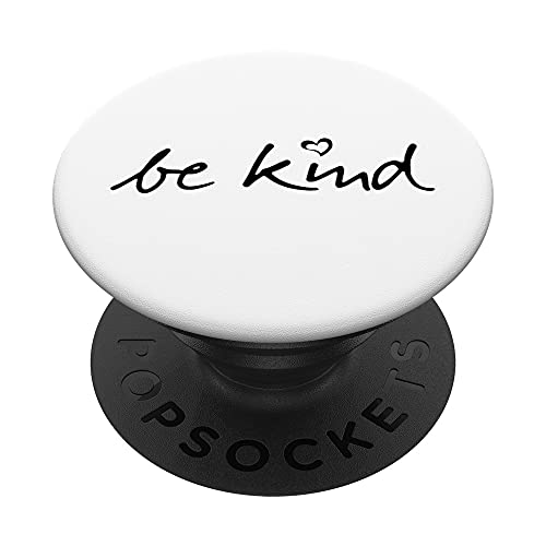 Be very Kind - Kind Love Heart Pop-Sockets in Weiß / Schwarz PopSockets mit austauschbarem PopGrip von Quote4You-Stud10