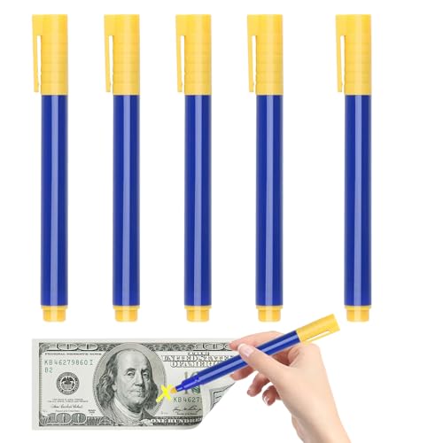 Qurygin 5 Pièces Falschgeld-Detektor-Stift, Falschgeld-Geldscheine, Geldschein-Detektor-Stift, Identifikationsmarker Tester, Geldmarkierungsstift, Falsche Währung für Betrugsschutz Qurygin 5 Pièces Falschgeld-Detektor-Stift, Falschgeld-Geldscheine, Geldschein-Detektor-Stift, Identifikationsmarker Tester, Geldmarkierungsstift, Falsche Währung für Betrugsschutz von Qurygin