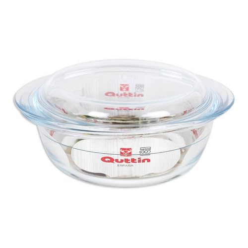 Quttin 63092 Kochtopf aus Glas, rund, mit Deckel, mehrfarbig, 1,1 l, Kunststoff von QUTTIN