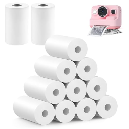 Thermopapier für Kinder Sofortbildkamera, 12 Rollen Thermopapier Kinderkamera, Nachfülldruckpapier, Thermodrucker papier weiß, Thermopapier für Scrapbooking, Fotos, Notizen, Etiketten(57mm x 500mm) von Quuylin
