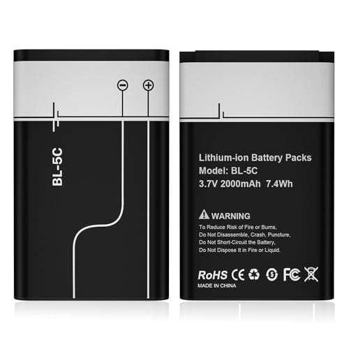 BL-5C Akku, 2 Stück 2000mAh 3,7V Ersatzakku mit Hoher Kapazität für Nokia 6230 6330 6263 6267 6270 6555 6600 6030 6670 6680 6681 6682 6820 1100 1101 1110 1110i 1112 1600 2300 2310 2600 2610 2626 3100 BL-5C Akku, 2 Stück 2000mAh 3,7V Ersatzakku mit Hoher Kapazität für Nokia 6230 6330 6263 6267 6270 6555 6600 6030 6670 6680 6681 6682 6820 1100 1101 1110 1110i 1112 1600 2300 2310 2600 2610 2626 3100 von Quzmo