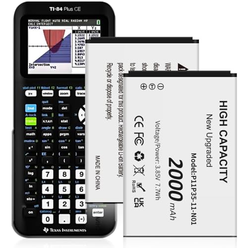 3,7 V 2000 mAh P11P35-11-N01 Ersatzakku für Texas Instruments TI-84 CE, TI-84 Plus CE, Teil Nr. 3.7L12005SPA (2 Stück) von Quzmo