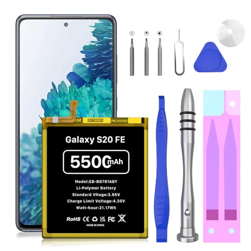 Akku für Samsung Galaxy S20 FE, 5500mAh EB-BG781ABY Ersatzakku für Samsung Galaxy S20 FE (G780F), S20 FE 5G (G781B), A52 (A525F), A52 5G (A526B), A52s (A528B) mit Reparaturwerkzeug-Kits von Quzmo