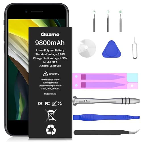 Quzmo 9800 mAh Akku für iPhone SE 2020, hohe Kapazität, Ersatzakku 0 Zyklus für iPhone SE 2020 2nd Gen A2275 A2296 A2298 mit Reparaturwerkzeug-Set Quzmo 9800 mAh Akku für iPhone SE 2020, hohe Kapazität, Ersatzakku 0 Zyklus für iPhone SE 2020 2nd Gen A2275 A2296 A2298 mit Reparaturwerkzeug-Set von Quzmo