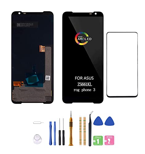 Qvouaw Amoled LCD für ASUS ROG Phone 3 Digitizer Bildschirm Touch Assembly Ersatz LCD Display für ZS661KL ZS661KS I003DD 6,5 Zoll von Qvouaw