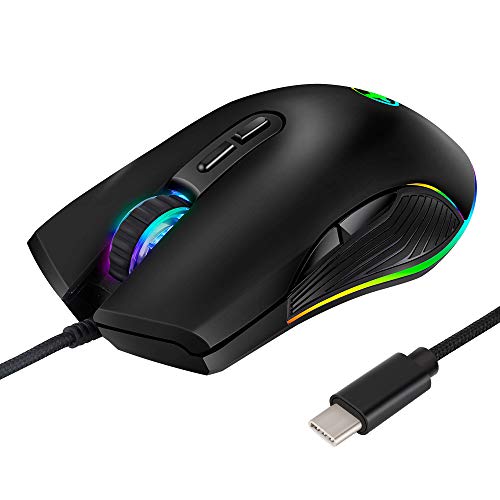 Qwertfeet USB C Maus Typ C, ergonomisch, kabelgebunden, RGB von Qwertfeet