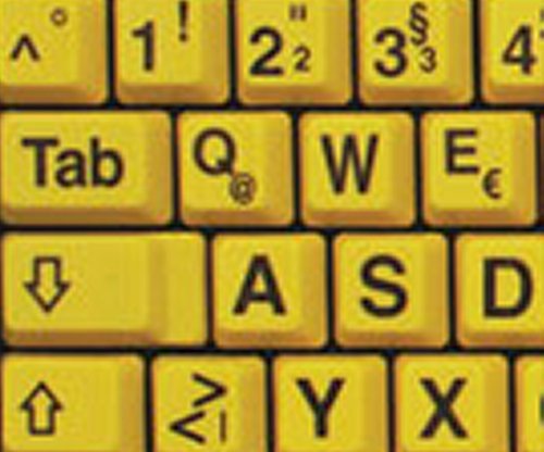 Qwerty Keys Deutsch Große Beschriftung (Großbuchstaben) Gelb Tastaturaufkleber mit Schwarzen Buchstaben - passend für Jede Tastatur von Qwerty Keys
