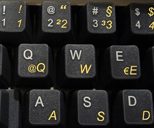 Qwerty Keys Deutsch transparente Tastaturaufkleber mit Gelben Buchstaben - Geeignet für Jede Tastatur von Qwerty Keys