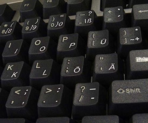 Qwerty Keys Deutsch transparente Tastaturaufkleber mit Weißer Buchstaben - Geeignet für Jede Tastatur von Qwerty Keys