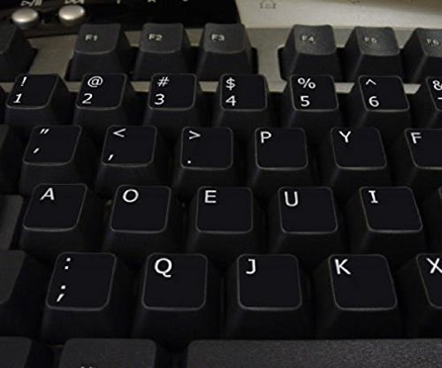 Qwerty Keys Dvorak Nicht transparent Schwarz Tastaturaufkleber mit weißen Buchstaben - Geeignet für Jede Tastatur von Qwerty Keys