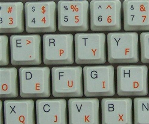 Qwerty Keys Dvorak transparente Tastaturaufkleber mit Orange Buchstaben - Geeignet für Jede Tastatur von Qwerty Keys