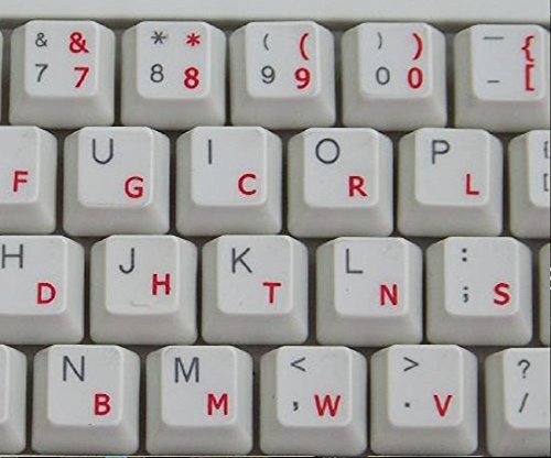 Qwerty Keys Dvorak transparente Tastaturaufkleber mit Roten Buchstaben - Geeignet für Jede Tastatur von Qwerty Keys