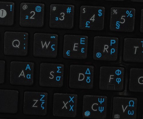 Qwerty Keys Griechische transparente Tastaturaufkleber mit Blauen Buchstaben - Geeignet für Jede Tastatur von Qwerty Keys