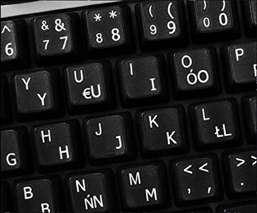 Qwerty Keys Polnische Programmierer transparente Tastaturaufkleber mit Weißer Buchstaben - Geeignet für Jede Tastatur von Qwerty Keys