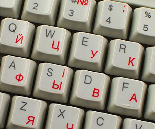 Qwerty Keys Ukrainisch Russisch transparente Tastaturaufkleber mit Roten Buchstaben - Geeignet für Jede Tastatur von Qwerty Keys