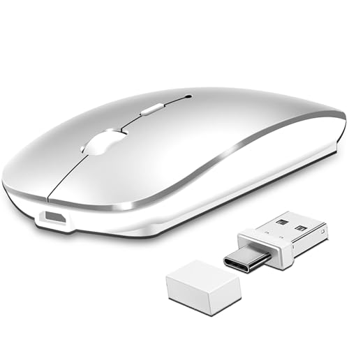 Qxvnm Kabellose Maus Bluetooth 5.2&3.0 + USB&USB-C 2.4 GHz Empfänger- Wiederaufladbare funkmaus für MacBook Pro/Air/iPad/Laptop/Chrombook/Android Tablet Kompatibel mit TypeC & USB Anschluss Geräten Qxvnm Kabellose Maus Bluetooth 5.2&3.0 + USB&USB-C 2.4 GHz Empfänger- Wiederaufladbare funkmaus für MacBook Pro/Air/iPad/Laptop/Chrombook/Android Tablet Kompatibel mit TypeC & USB Anschluss Geräten von Qxvnm