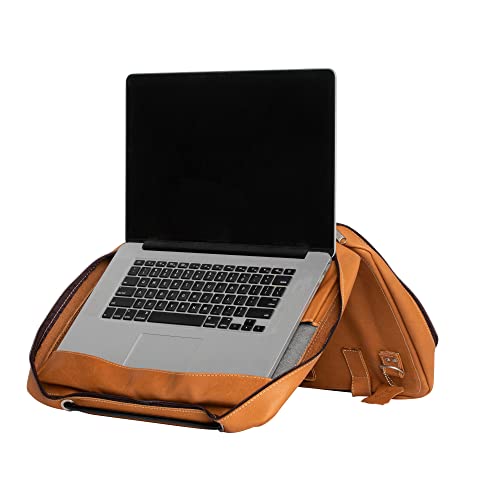 R-GO Viva Laptoptasche, 15.6 Zoll Notebooktasche, Vollnarbenleder (LWG-Zertifizierung), Integrierter Laptop-Ständer, Schultergurt, Braun von R-Go Tools