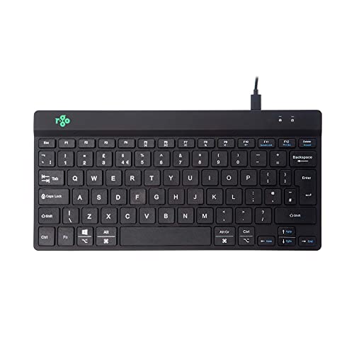 R-Go Compact Break Tastatur, QWERTY UK Layout, Mit Pausenanzeige, Ergonomische flaches Design, Kabelgebunden, Schwarz von R-Go Tools
