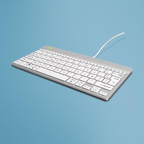 R-Go Compact Break-Tastatur, kabelgebunden, USB-C, mit Pausen-Software, AntiSI, Multimedia-Hotkeys, französisches AZERTY, kompatibel mit Windows/Mac/Linux, Weiß von R-Go Tools
