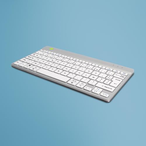 R-Go Compact Break-Tastatur, kabellos, wiederaufladbar, Bluetooth, mit Pausen-Software, AntiSI, Multimedia-Hotkey, AZERTY, kompatibel mit Windows/Mac/Linux, Weiß von R-Go Tools