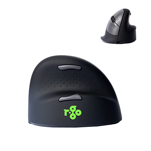 R-Go HE Ergonomische Maus, Bluetooth 5.0, Silent funkmaus, Kompatibel mit Anti-RSI-Software, Vorbeugung Mausarm, Wiederaufladbare kabellose vertikale Maus für Windows/Mac/Linux, 5 Tasten, Schwarz von R-Go Tools