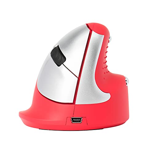 R-Go HE Sport, Ergonomische Maus Bluetooth, Vorbeugung Tennisarm, 800/1200/1600/2400 DPI, 5 Tasten, Vertikale ergo maus für Windows/Mac/Linux, Rot von R-Go Tools