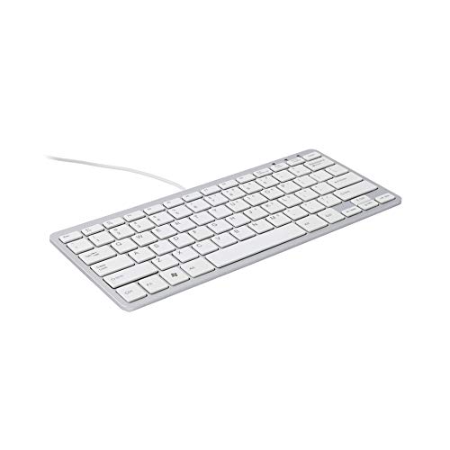 R-Go Kompakte Ergonomische Tastatur - AZERTY (BE) Natürliche Tastatur mit flacher Oberfläche - Verkabelte USB-tastatur mit kompakte Design - Leichter Tastenanschlag - LED - Weiß von R-Go Tools