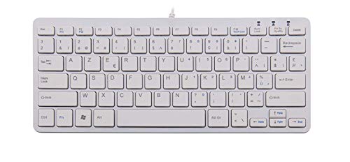 R-Go Kompakte Ergonomische Tastatur - AZERTY (BE) Natürliche Tastatur mit flacher Oberfläche - Verkabelte USB-tastatur mit kompakte Design - Leichter Tastenanschlag - LED - Weiß von R-Go Tools