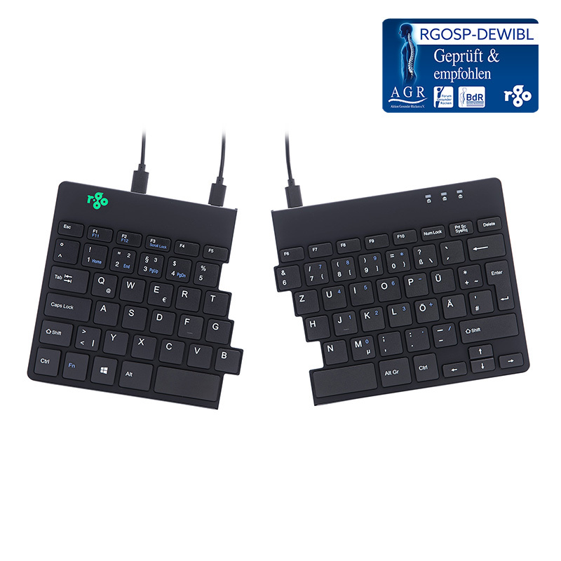 R-Go Split Break Ergonomische Tastatur, QWERTZ (DE) - schwarz, kabelgebunden von R-Go Tools