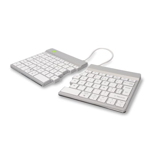 R-Go Split Tastatur, Bluetooth 5.0, Mit Anti-RSI-Software, AZERTY Française, Ergonomische Design mit Geteilte Tastenfeld, Kompatibel mit Windows/Microsoft/Linux/Mac, Weiss von R-Go Tools