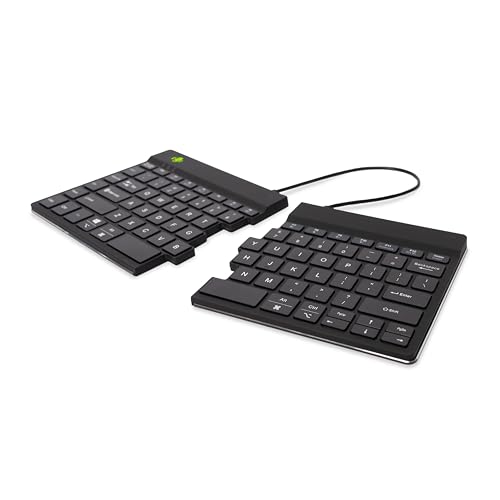 R-Go Split Tastatur, Bluetooth 5.0, Mit Anti-RSI-Software, Ergonomische Design mit Geteilte Tastenfeld, QWERTY US Layout, Schwarz von R-Go Tools