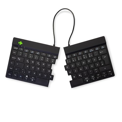 R-Go Split Tastatur, Bluetooth 5.0, Mit Anti-RSI-Software, Ergonomische Design mit Geteilte Tastenfeld, QWERTZ Deutsches Layout, Kompatibel mit Windows/Microsoft/Linux/Mac, Schwarz von R-Go Tools