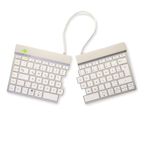 R-Go Split Tastatur, Bluetooth 5.0, Mit Anti-RSI-Software, Ergonomische Design mit Geteilte Tastenfeld, QWERTZ Deutsches Layout, Kompatibel mit Windows/Microsoft/Linux/Mac, Weiss von R-Go Tools