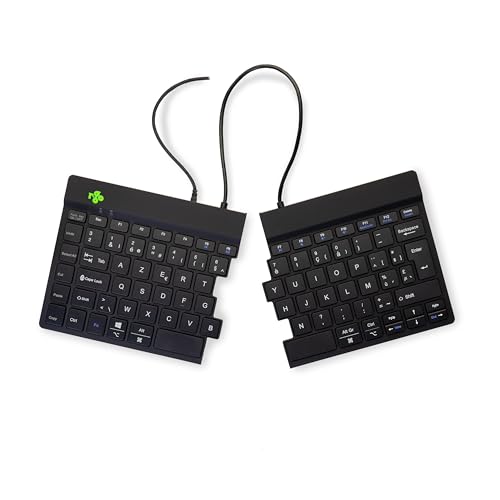 R-Go Split Tastatur, Ergonomische Design mit Geteilte Tastenfeld und Integrierter Pausenanzeige, AZERTY (BE) Layout, USB Kabelgebunden, Schwarz von R-Go Tools