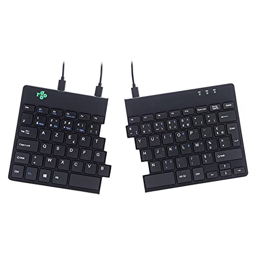 R-Go Split Tastatur, Ergonomische Design mit Geteilte Tastenfeld und Integrierter Pausenanzeige, AZERTY (FR) Layout, USB Kabelgebunden, Schwarz von R-Go Tools