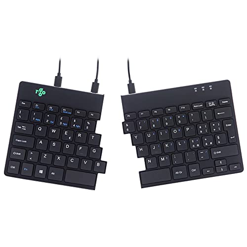 R-Go Split Tastatur, Ergonomische Design mit Geteilte Tastenfeld und Integrierter Pausenanzeige, QWERTY (IT) Layout, USB Kabelgebunden, Schwarz von R-Go Tools