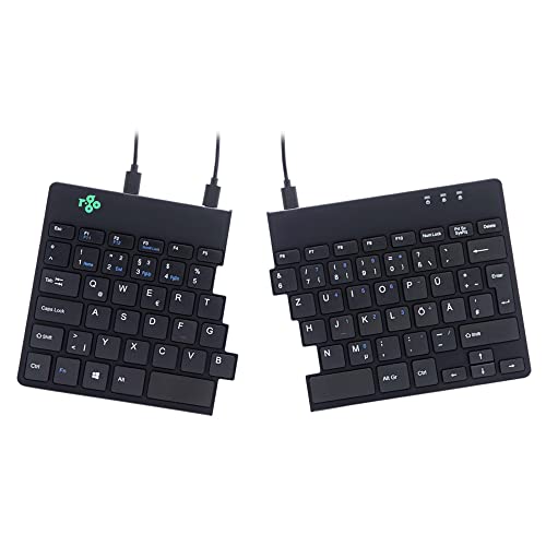 R-Go Split Tastatur, Ergonomische Design mit Geteilte Tastenfeld und Integrierter Pausenanzeige, QWERTZ (DE) Layout, USB Kabelgebunden, Schwarz von R-Go Tools