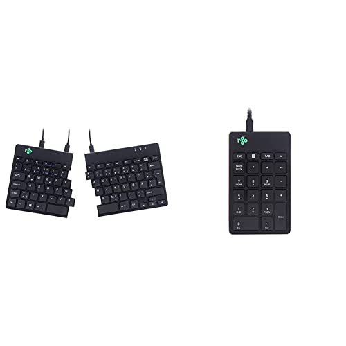 R-Go Split Tastatur, Ergonomische Design mit Geteilte Tastenfeld und Integrierter Pausenanzeige, Schwarz & R-Go Numpad Break, Numerische Zusatztastatur mit USB-Anschluss, Kabelgebunden, Schwarz von R-Go Tools