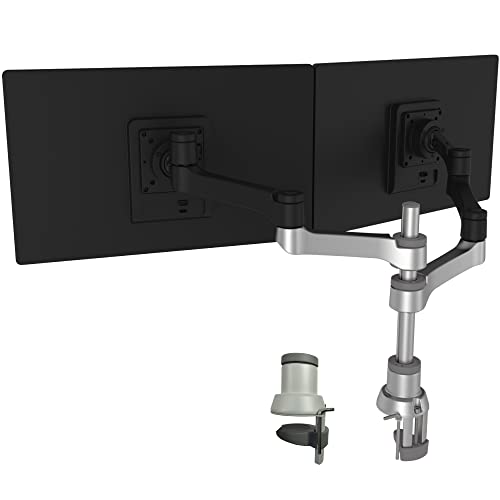 R-Go Tools Zepher 4 C2 nachhaltiger Doppel Monitor Arm, Tischhalterung, Justierbar, nachhaltiger Doppel Monitor Arm, 8 kg Tragkraft, schwarz/silber, geringer CO2 Fußabdruck von R-Go Tools