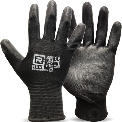 R MOVE 12 Paar Arbeitshandschuhe aus Polyurethan, abriebfeste Schutzhandschuhe, beschichtet mit Polyurethan (S, Touch Screen) von R MOVE
