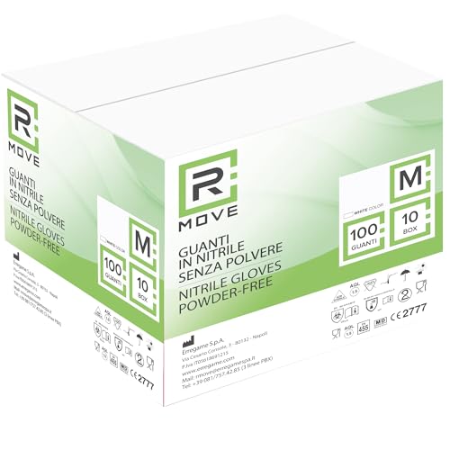 RMOVE 1000 weiße Nitrilhandschuhe S puderfrei, latexfrei, hypoallergen, 10 Boxen mit 100 Einweghandschuhe für Kosmetiker, Tätowierer, medizinische Bereiche von R MOVE