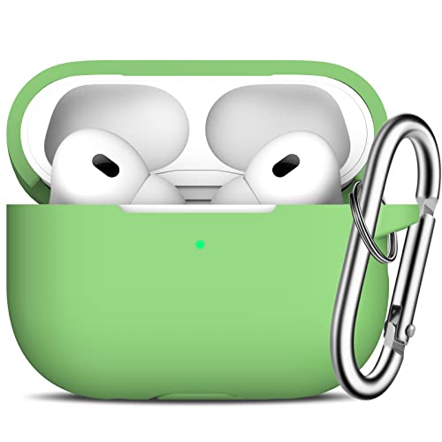 R-fun AirPods Pro 2/1 Generation hülle Cover mit Schlüsselanhänger, Full Protective Silikon Skin Zubehör für Frauen Männer mit Apple AirPods Pro 2022/2019 Charging Case, Front LED Visible,Avocado von R-fun